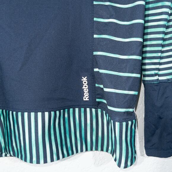Reebok Navy & Green Speedwick Hooded Running Sweatshirt Size XS - Picture 7 of 8